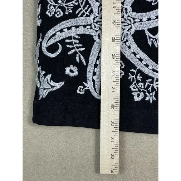 Maeve Anthropologie Dress Womens 10 Black Tunic Sleeveless Embroidered Lined - Picture 5 of 11